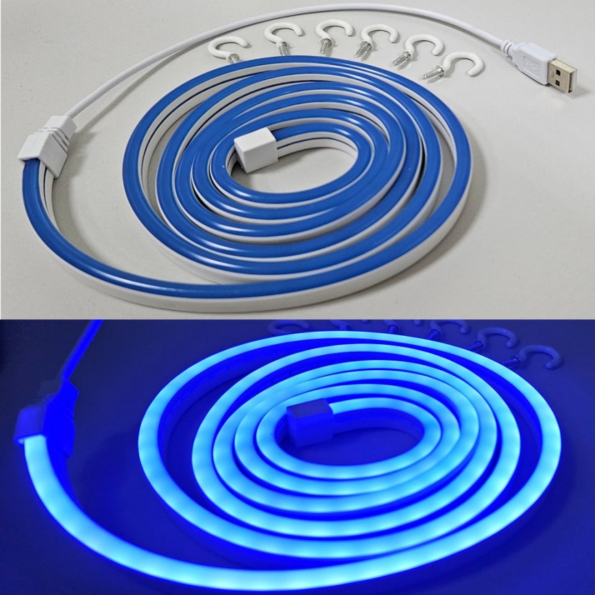 LED Flexibel strip NEON LED/5V USB 1,8 m blauw