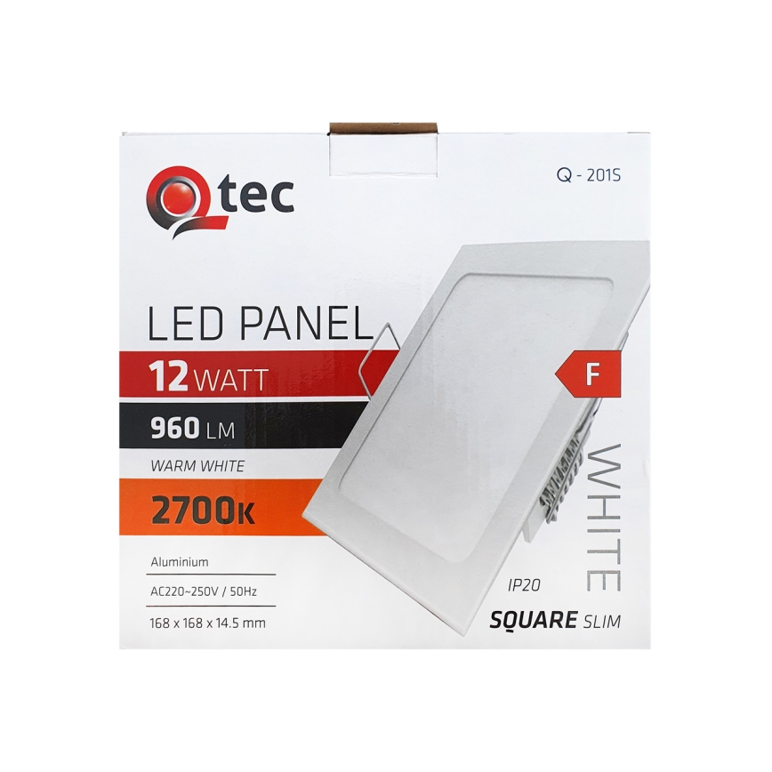 LED Hang plafondverlichting QTEC LED/12W/230V 2700K 16,8x16,8 cm