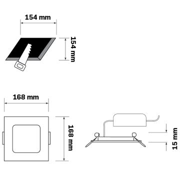 LED Hang plafondverlichting RIGEL LED/10W/230V 4000K 16,8x16,8 cm zwart