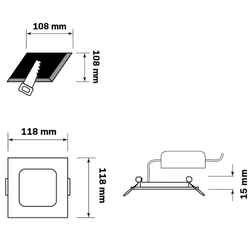 LED Hang plafondverlichting RIGEL LED/4,8W/230V 4000K 11,8x11,8 cm zwart