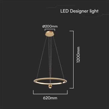 LED Hanglamp aan een koord LED/45W/230V 3000K diameter 62 cm goud