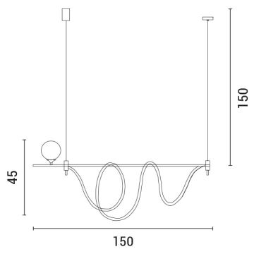 LED Hanglamp aan een koord LED/50W/230V + 1xG9/10W goud