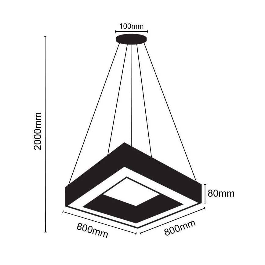 LED Hanglamp aan een koord LED/55W/230V 4000K 80x80 cm