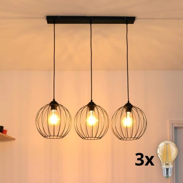 LED Hanglamp aan een koord MERCURE 3xE27/60W/230V