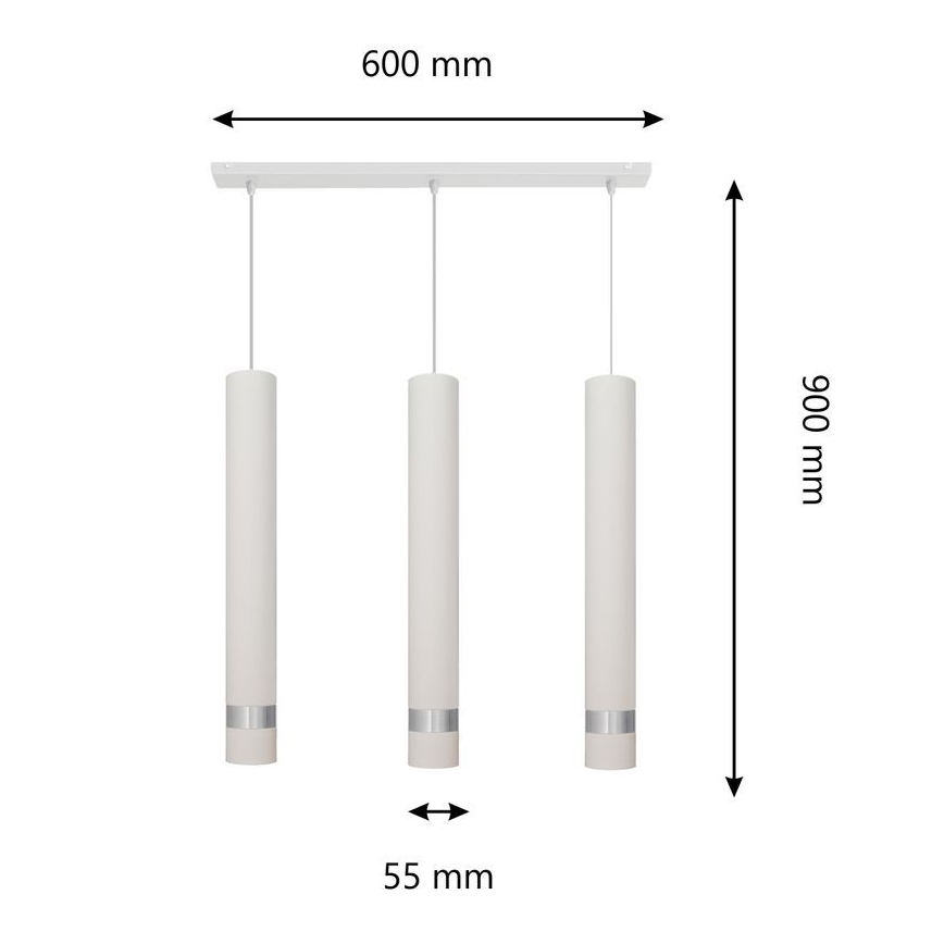 LED Hanglamp aan een koord TUBA 3xGU10/4,8W/230V wit/mat chroom