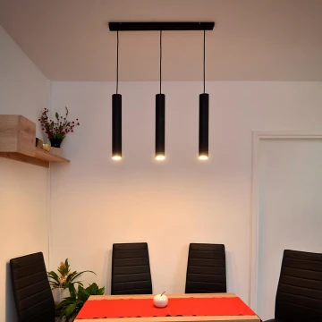 LED Hanglamp aan een koord TUBA 3xGU10/4,8W/230V zwart