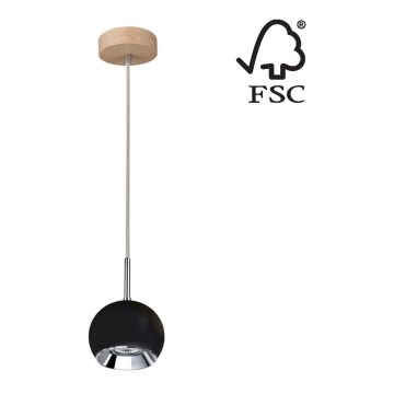 LED Hanglamp aan koord BALL WOOD 1xGU10/5W/230V mat eiken - FSC-gecertificeerd