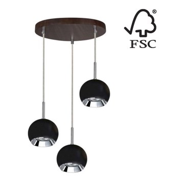 LED Hanglamp aan koord BALL WOOD 3xGU10/5W/230V - FSC-gecertificeerd