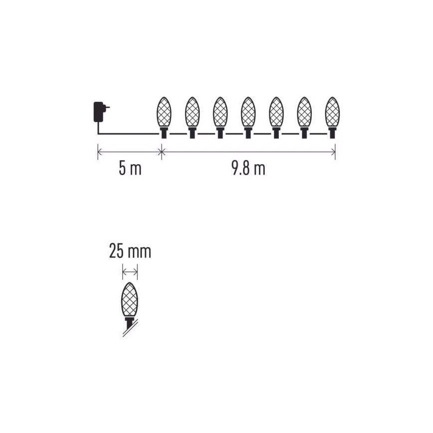 LED Kerst Lichtketting voor Buiten 50xLED/8 functies 14,8 m IP44 warm wit