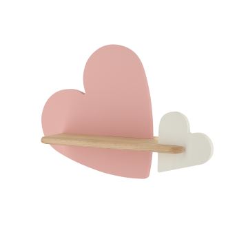 LED Kinderwandlamp met plank HEART LED/5W/230V roze/wit/hout