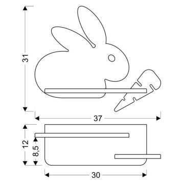 LED Kinderwandlamp met plank RABBIT LED/4W/230V grijs/wit/hout