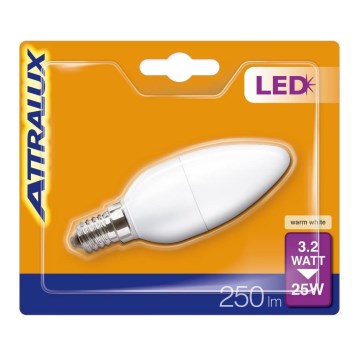LED Lamp B35 E14/3,2W/230V 2700K - Attralux