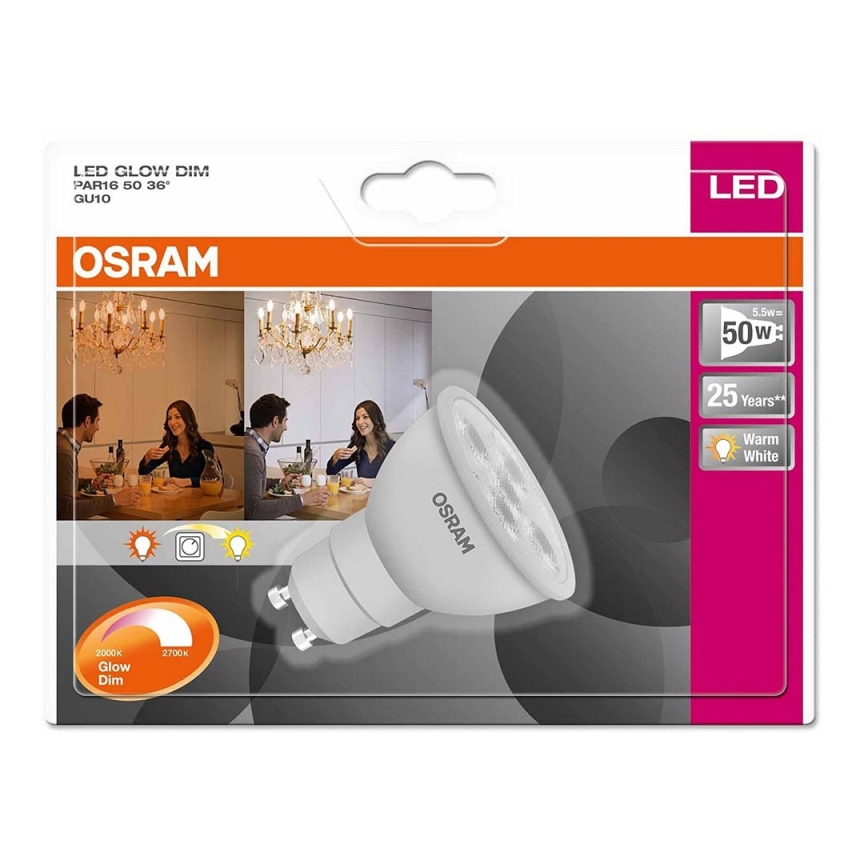 LED Lamp dimbaar GLOW GU10/5,5W/230V 2000-2700K - Osram