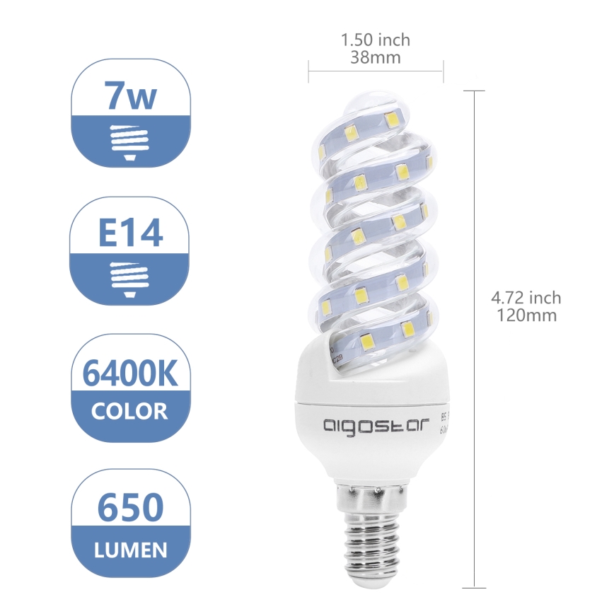 LED Lamp E14/7W/230V 6500K - Aigostar