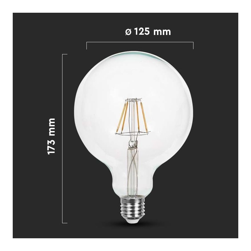 LED Lamp FILAMENT G125 E27/12W/230V 6500K