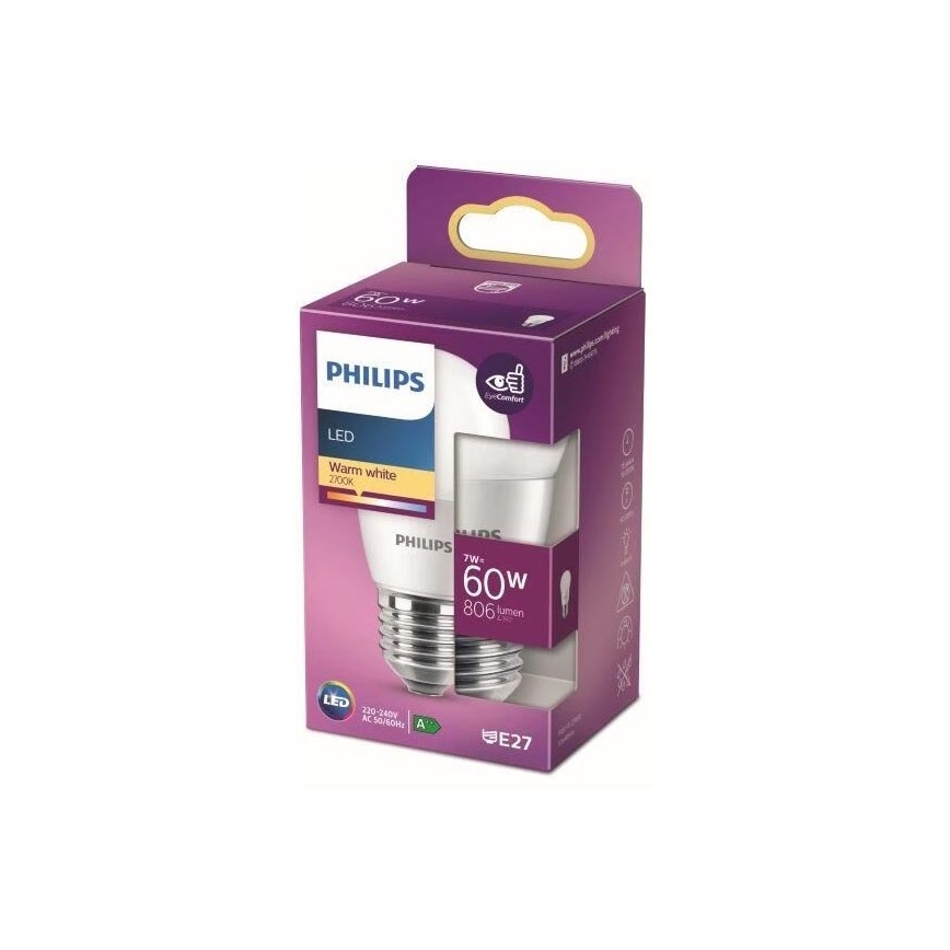 LED Lamp Philips P48 E27/7W/230V 2700K