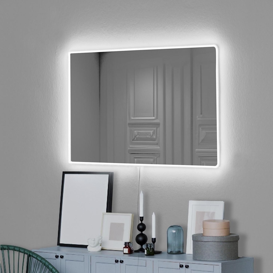 LED muur spiegel met een achtergrondverlichting RECTANGULAR 60x40 cm wit