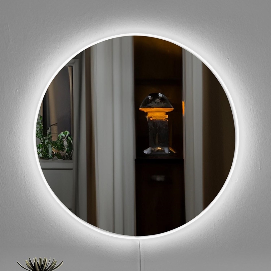 LED muur spiegel met een achtergrondverlichting ROUND diameter 40 cm wit