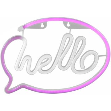 LED Neon-wanddecoratie HELLO LED/3W/3xAA USB roze