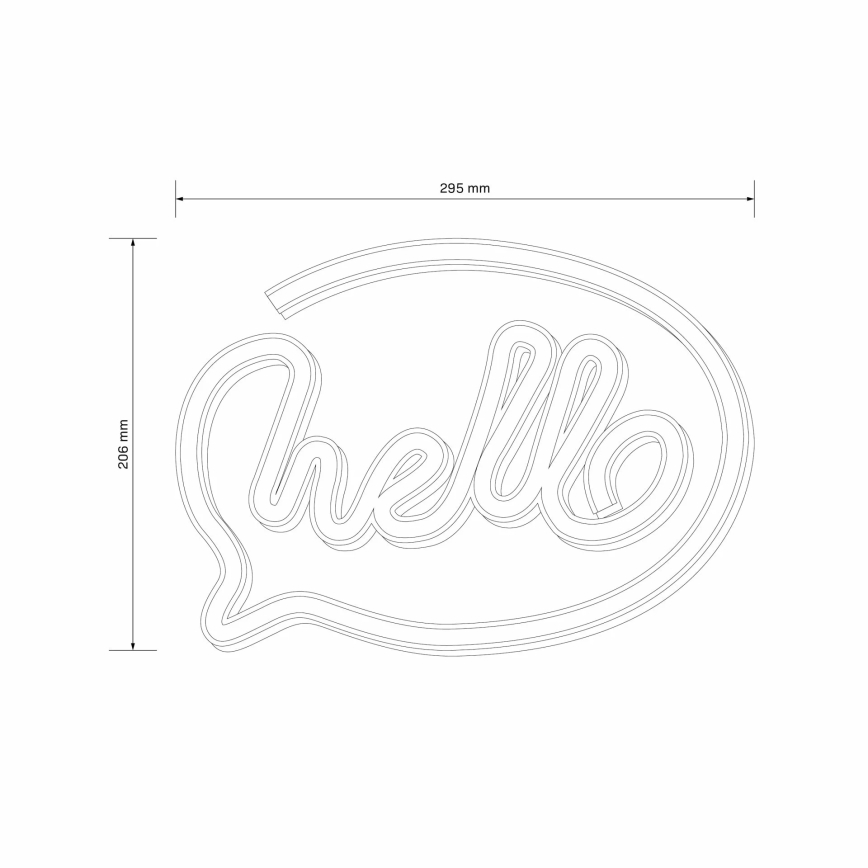 LED Neon-wanddecoratie HELLO LED/3W/3xAA USB roze