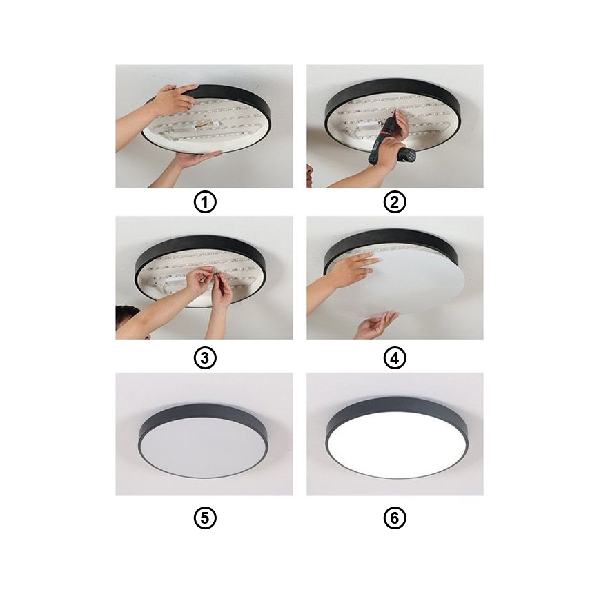 LED Plafondlamp FELIZ LED/30W/230V 4000K diameter 30 cm zwart