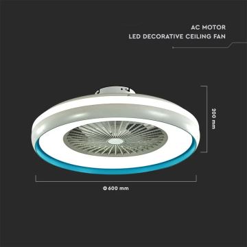 LED Plafondlamp wtih a fan LED/45W/230V 3000/4000/6500K blauw + afstandsbediening