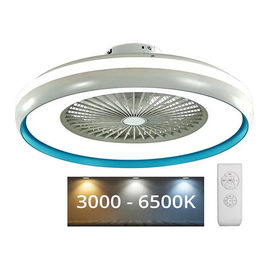 LED Plafondlamp wtih a fan LED/45W/230V 3000/4000/6500K blauw + afstandsbediening