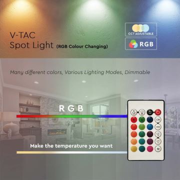 LED RGB Dimbare lamp GU10/4.8W/230V 4000K + afstandsbediening