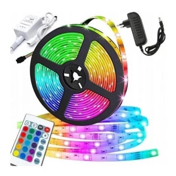 LED RGB Dimbare strip 5m LED/12W/12/230V IP44 + afstandsbediening