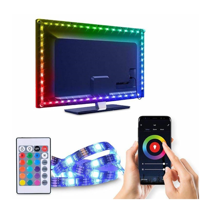 LED RGB Dimbare strip voor TV LED/6W/5V Wi-Fi Tuya + afstandsbediening