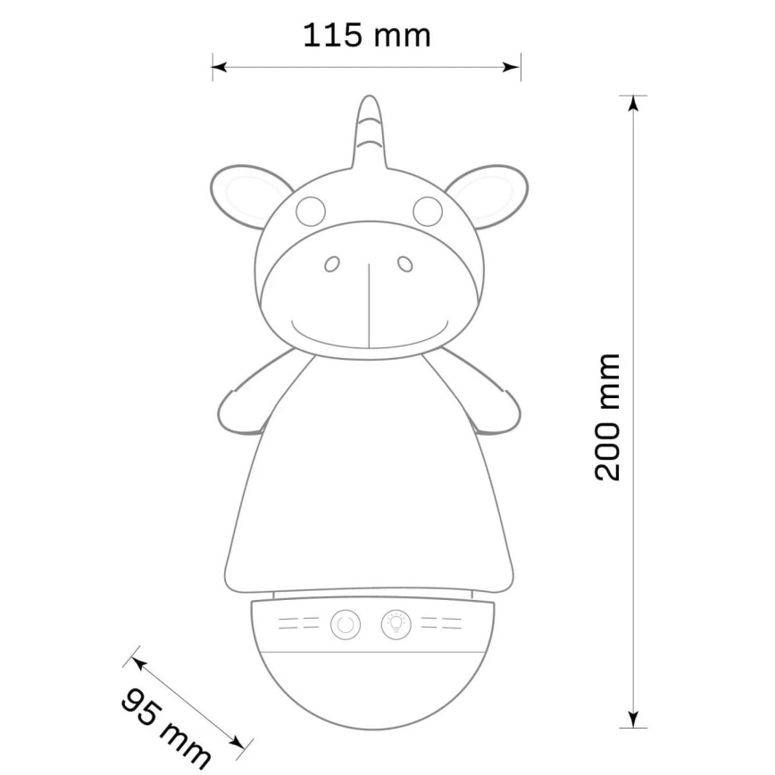 LED RGB Kinder nachtlamp met een melody 3xAAA/5V eenhoorn