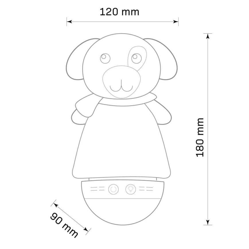 LED RGB Kinder nachtlamp met een melody 3xAAA/5V hondje