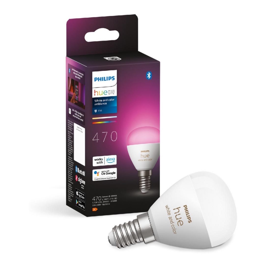 LED RGBW dimbare lamp Philips Hue White And Color Ambiance P45 E14/5,1W/230V 2000-6500K