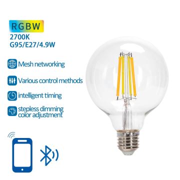 LED RGBW Lamp FILAMENT G95 E27/4,9W/230V 2700K - Aigostar