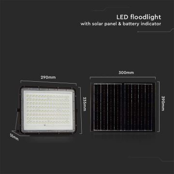 LED Schijnwerper op zonne-energie voor buiten LED/20W/3,2V 6400K zwart IP65 + afstandsbediening