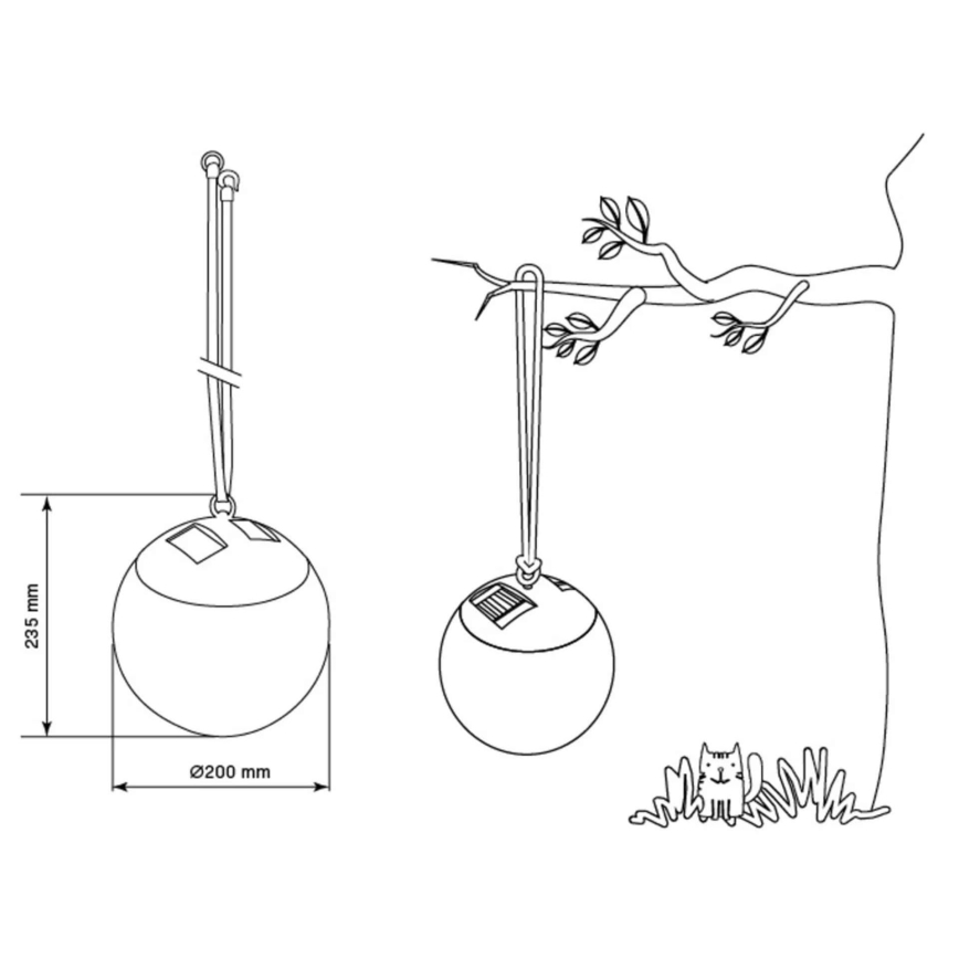 LED Solar hanglamp KIARA LED/1,2V IP44 zwart