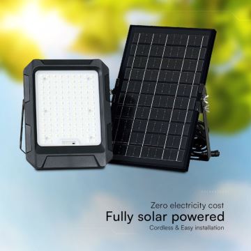 LED Solar Schijnwerper LED/10W/3,7V IP65 4000K zwart + afstandsbediening