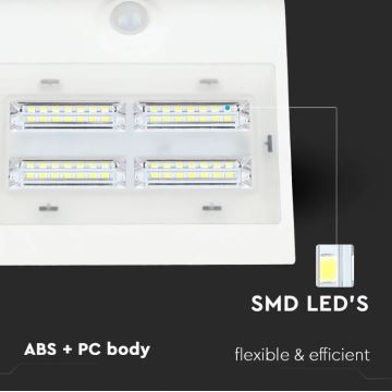 LED Solar Wand Lamp met Sensor LED/3W/3,7V 3000/4000K IP65 wit