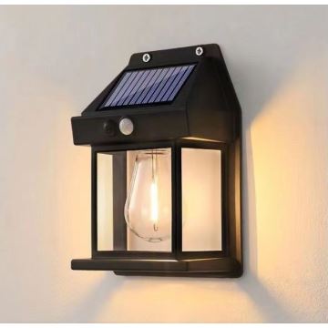 LED Solar wandlamp met sensor LANTER LED/1W/3,7V IP44 zwart