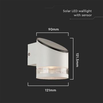 LED Solar wandlamp met sensor LED/1W/3,7V IP44 3000K wit