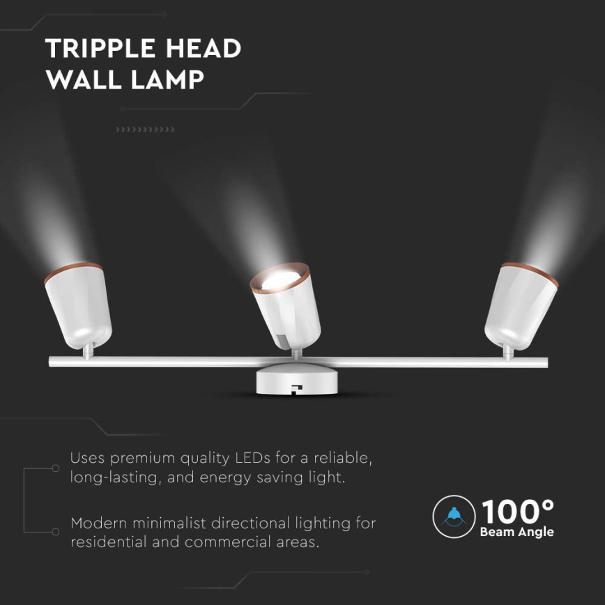 LED spot 3xLED/5W/230V 3000K wit