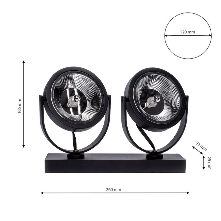 LED spot LUGAR 2xAR111 - GU10/25W/230V