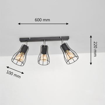 LED Spot TUBE II 3xE27/60W/230V zwart