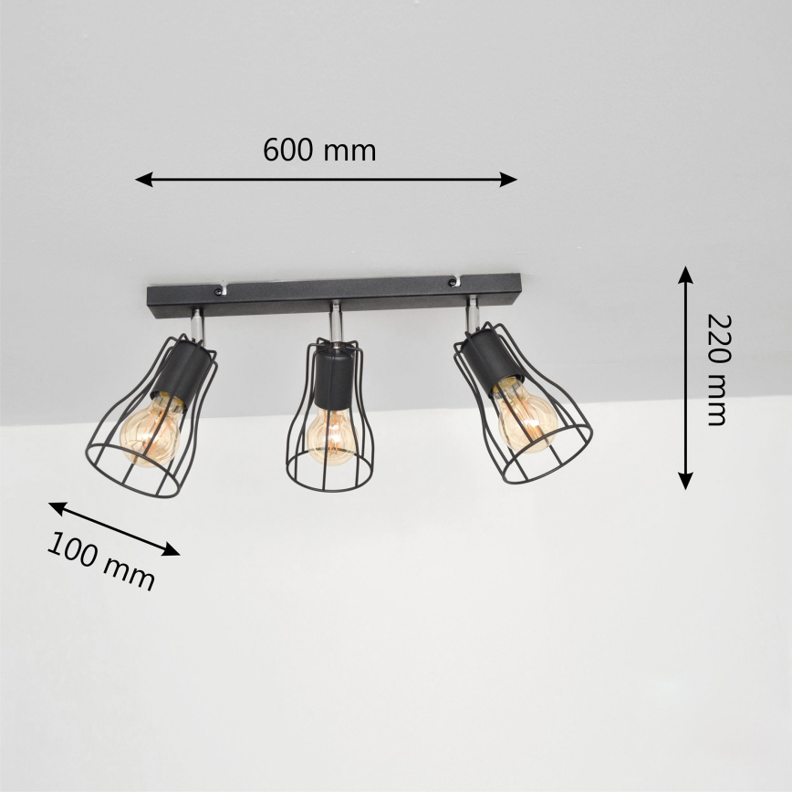 LED Spot TUBE II 3xE27/60W/230V zwart