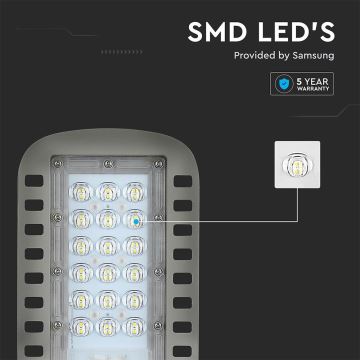 LED Straatlantaarn SAMSUNG CHIP LED/30W/230V 4000K grijs