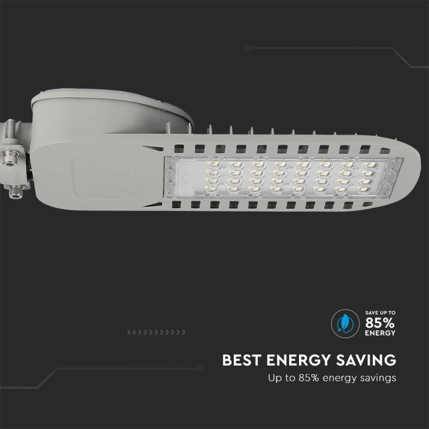 LED Straatlantaarn SAMSUNG CHIP LED/50W/230V 6500K grijs