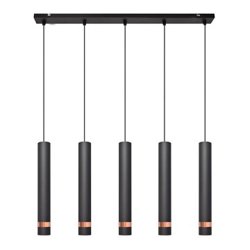 LED Suspension filaire TUBA 5xGU10/6,5W/230V noir/cuivre