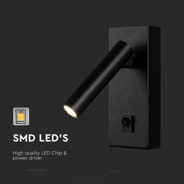 LED Wandspot LED/2W/230V 4000K zwart