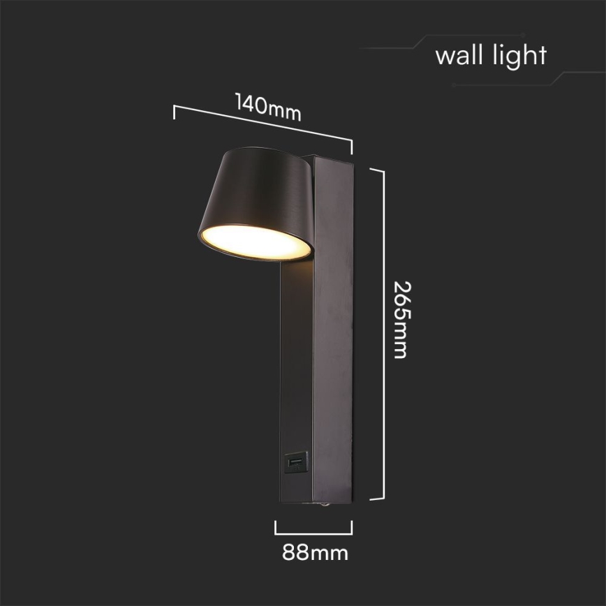 LED Wandspot met USB-poort LED/8W/230V 3000K