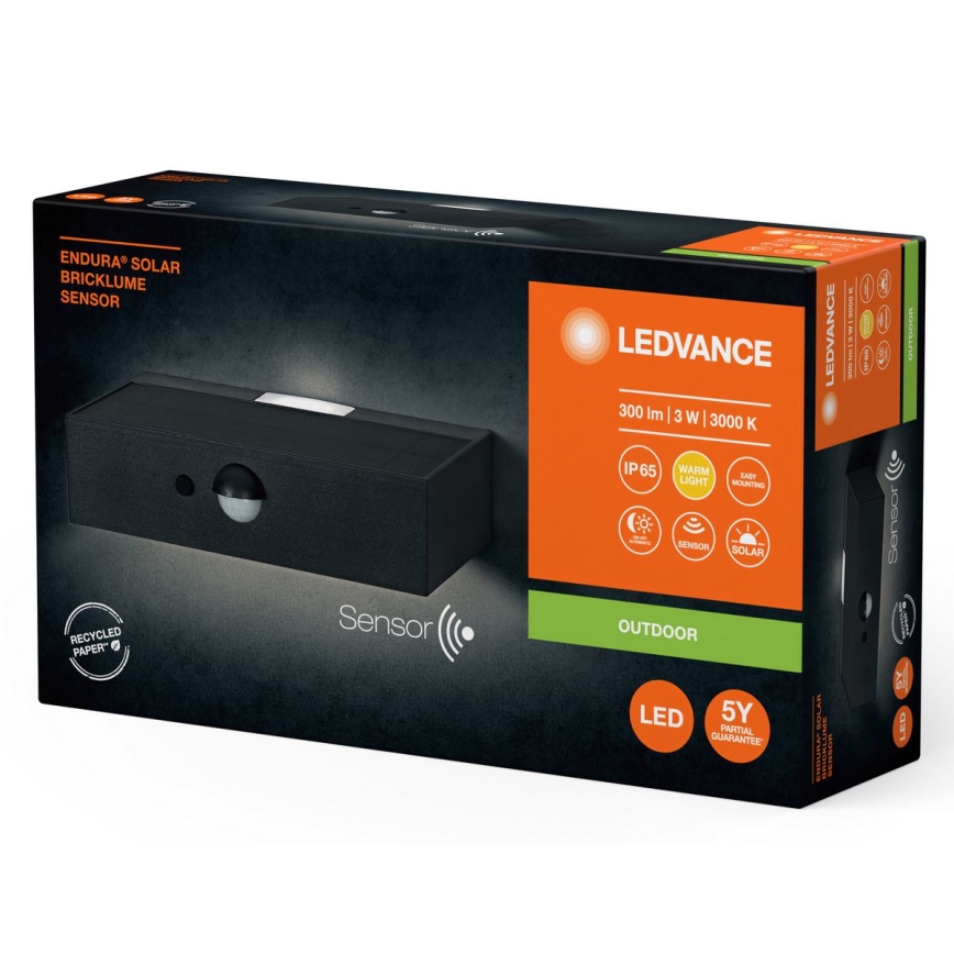 Ledvance - Applique murale solaire LED avec détecteur ENDURA SOLAR LED/3W/4,2V IP65